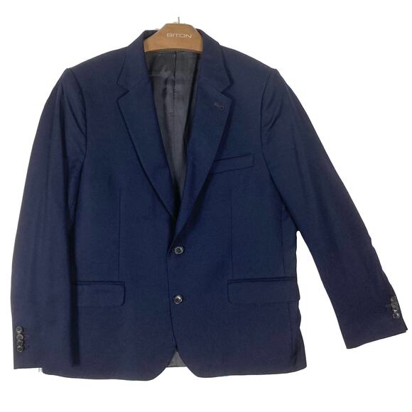 PAUL SMITH Blazer Mens 46R Navy Wool ITALY Double-Breasted Pockets Cupro-Lined